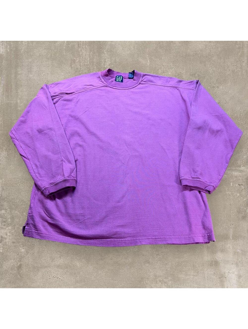 90s Gap Mock Neck Long Sleeve Shirt Purple Small Blank Tee